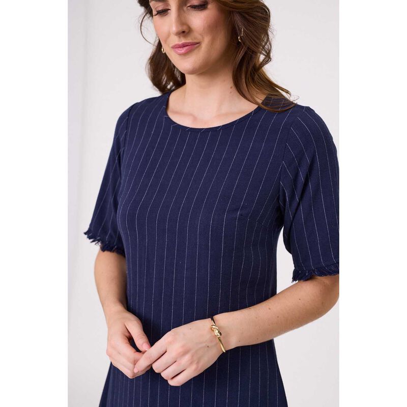 Lemon Tree Allegra Linen Dress Navy Stripe image number 2